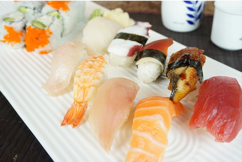 Delicious Deluxe Sushi platter at Momoyama Sushi in Calgary, AB