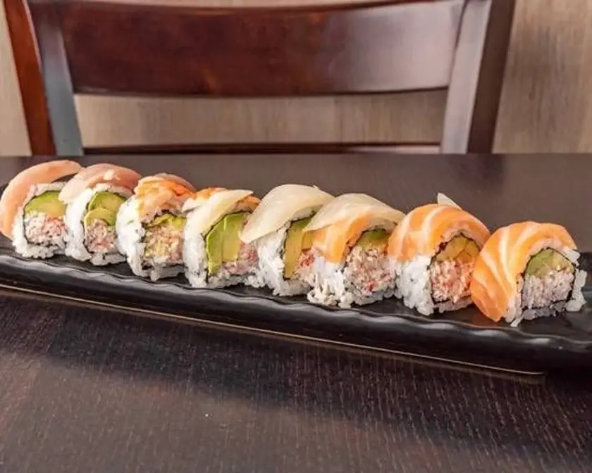 Delicious Rainbow Rolls at Momoyama Sushi in Calgary, AB